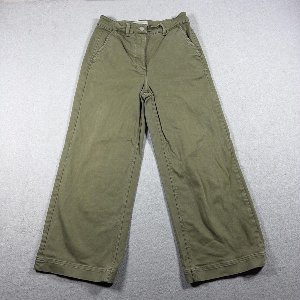 Everlane Pants Womens 6 Green Relaxed Wide Leg Chino Crop Casual Stretch Twill